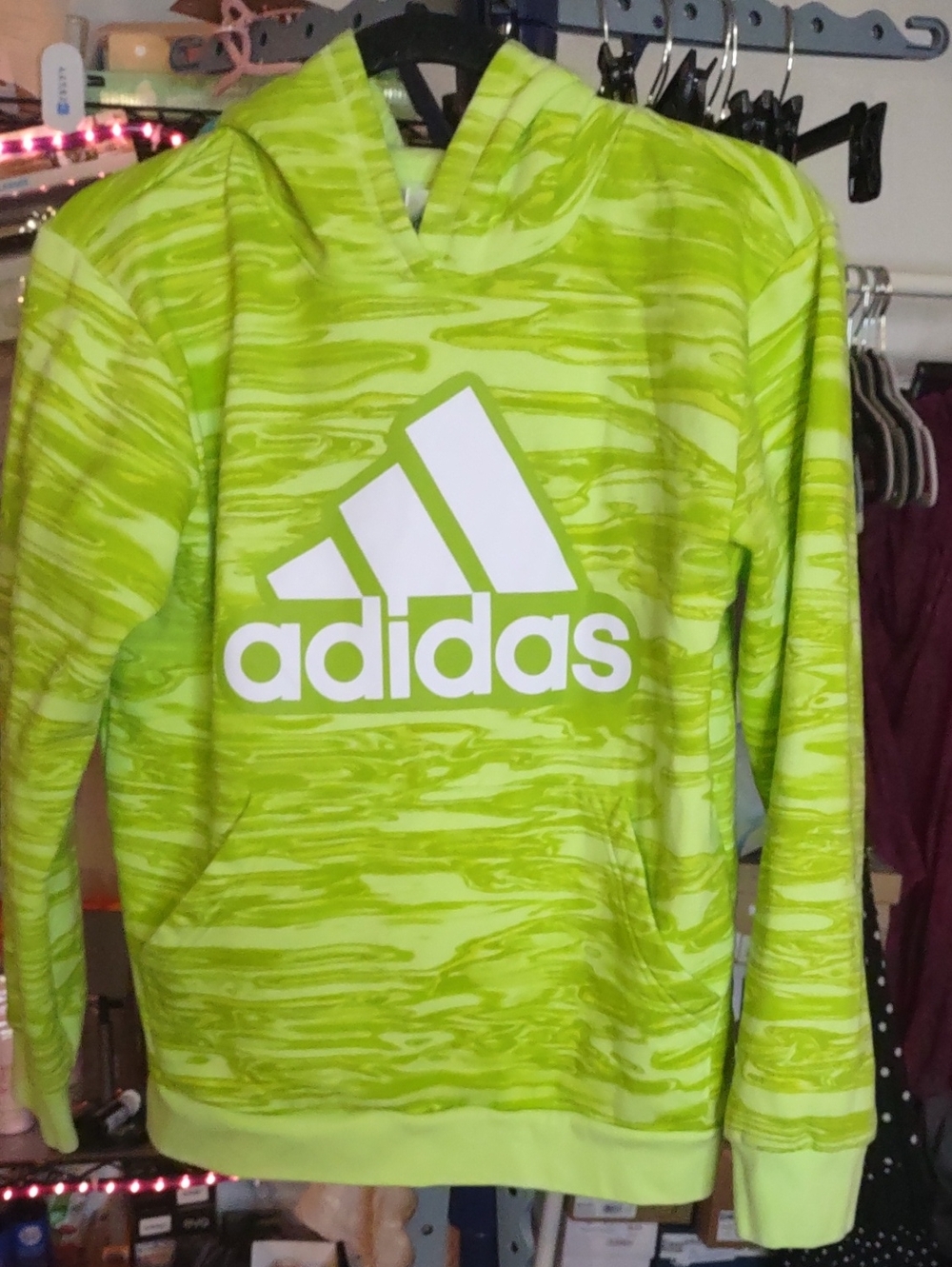 Adidas Kids Neon Yellow-Green Logo Hoodie